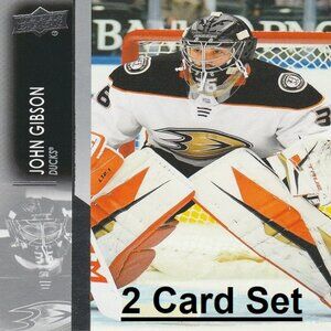 John Gibson Anaheim Ducks NHL Hockey Card Collection - 2 Card Set